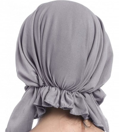 Headbands Turban Women Hat Headband Islamic Head Wrap Bonnet Headscarf Muslim Cap Bandana - Grey - C618ESDUDST $10.98