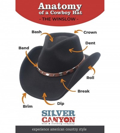 Cowboy Hats Winslow Shapeable Wool Felt Outback Western Style Cowboy Hat - Pecan - C918Z28AEYQ $61.95