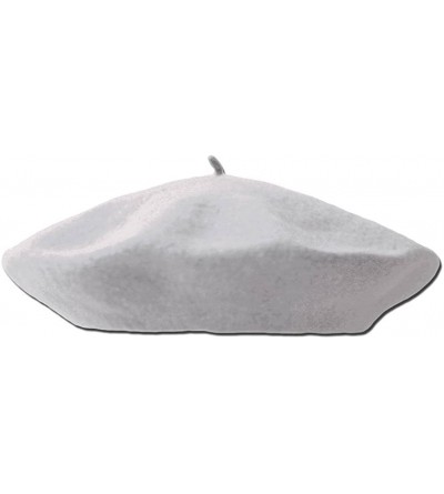 Berets Classic Wool Beret One Size Adult - White - CB115R7RYFR $25.04