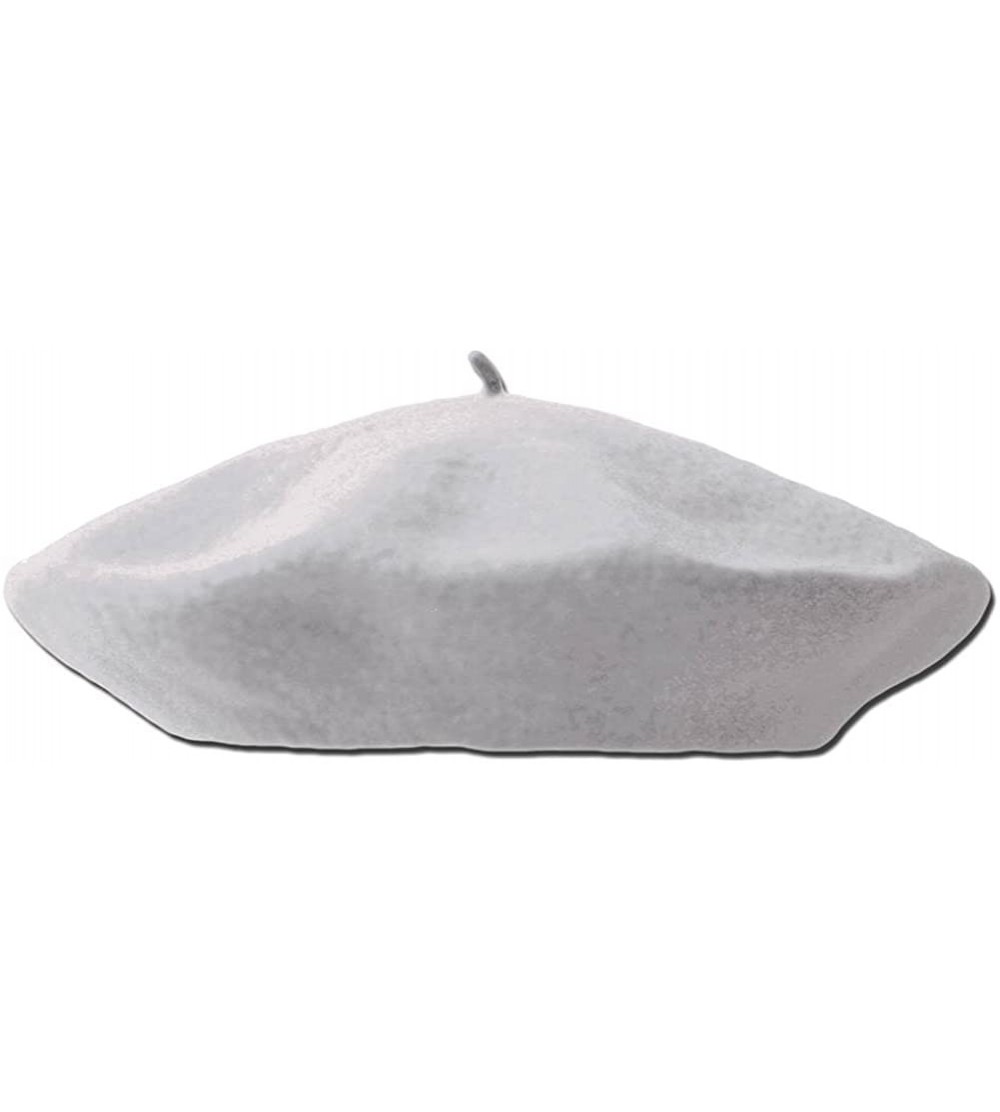 Berets Classic Wool Beret One Size Adult - White - CB115R7RYFR $11.30