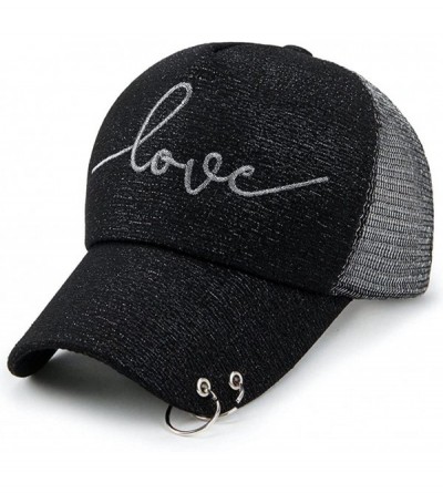 Baseball Caps Women Letter Love Baseball Cap Mesh Snapback Hat - Black - CZ185YCTAAN $11.81