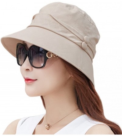 Sun Hats Bucket Cord Sun Summer Beach Hat Wide Brim for Women Foldable UPF 50+ - 89024_khaki - CY17YWROYRC $36.80