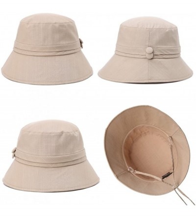 Sun Hats Bucket Cord Sun Summer Beach Hat Wide Brim for Women Foldable UPF 50+ - 89024_khaki - CY17YWROYRC $21.16