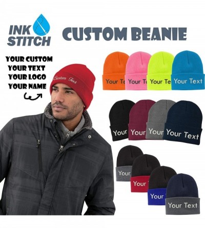 Skullies & Beanies Design Your Own Beanie Custom Beanie - Neon Blue - CN18YWQW0Q7 $16.66
