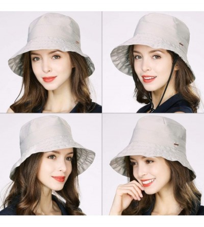 Sun Hats Womens UPF50+ Summer Sunhat Bucket Packable Wide Brim Hats w/Chin Cord - 00047_gray - CK18U775KES $15.53