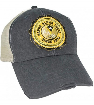 Skullies & Beanies Alpha Theta Seal Patch Trucker Hat - Black/Tan - CB129W9N693 $30.32