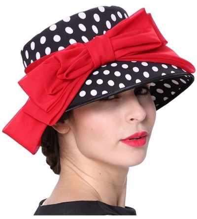 Bucket Hats Women Bucket Hats Chiffon Formal Dress Hat Elegant Feather Church Hats - Black White Red - C512BSHVYXR $44.43