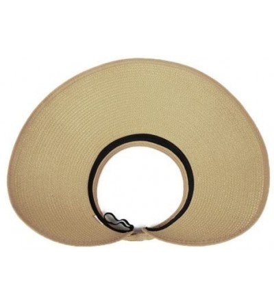 Sun Hats Women & Children Beach Hat Sun Visor Foldable Roll up Wide Brim Straw Hat Cap - Adult Size Sky Blue - CH11ZV068A1 $2...
