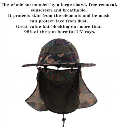 Sun Hats Outdoor Sun Hat Men Women Wide Brim Flap Fishing Cap Neck Flap & Face Cover Mask Hat - Camouflage - CX18WGDDA9U $12.75