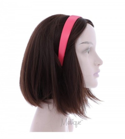 Headbands Coral 1 Inch Wide Leather Like Headband Solid Hair band - Coral - C518GLS2TRA $12.02