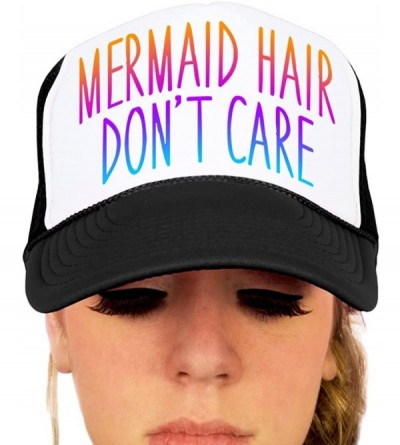 Baseball Caps Mermaid Hair- Don't Care Trucker Hat - Blkw/Rainbow - CD12GLNJNMH $20.54