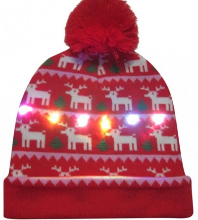 Baseball Caps Christmas Novelty Beanie Cap LED Light-up Ugly Knitted Sweater Xmas Hat - B - CL18L7RIEUM $20.69