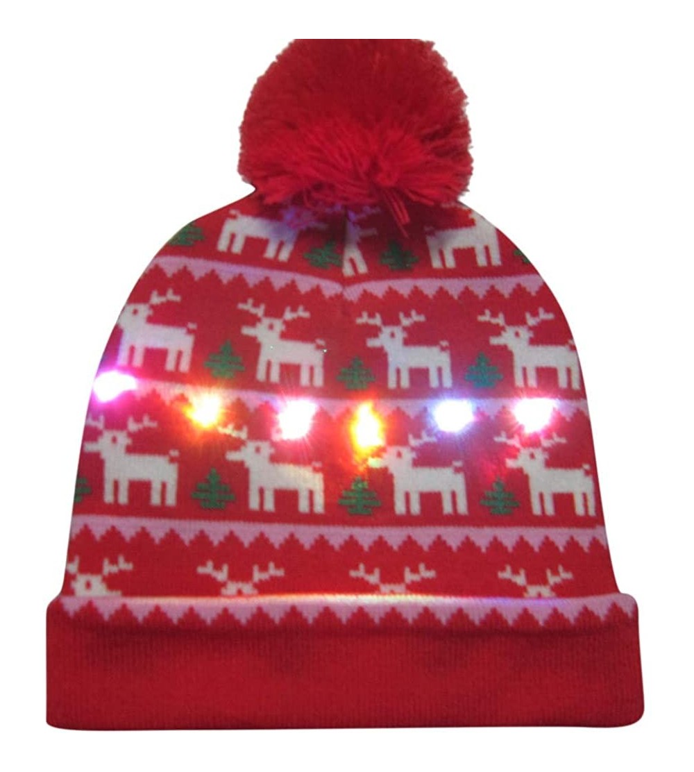 Baseball Caps Christmas Novelty Beanie Cap LED Light-up Ugly Knitted Sweater Xmas Hat - B - CL18L7RIEUM $11.82