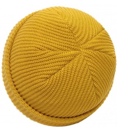 Skullies & Beanies Men's Women's Acrylic Knit Solid Watch Docker Skull Cap - Yellow - CD18L4S9DIW $16.50