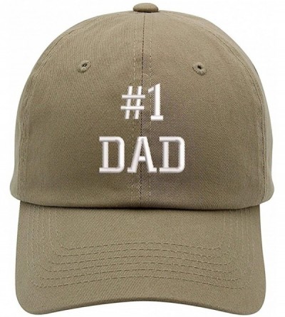 Baseball Caps Number 1 Dad Embroidered Brushed Cotton Dad Hat Cap - Vc300_khaki - CP18QQKAG2Q $13.88