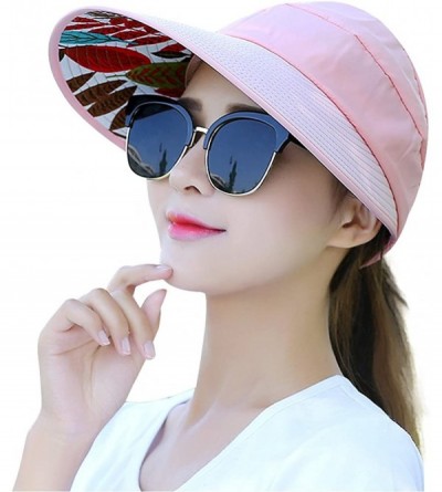 Sun Hats Sun Hats for Women Wide Brim UV Protection Summer Beach Visor - Light Pink - CQ18EWK6AWO $14.12