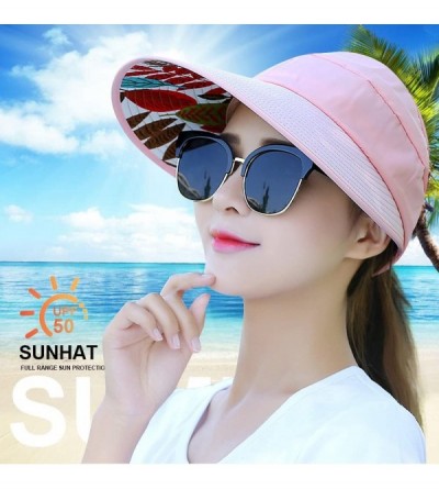 Sun Hats Sun Hats for Women Wide Brim UV Protection Summer Beach Visor - Light Pink - CQ18EWK6AWO $14.12