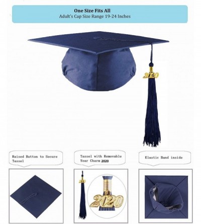 Skullies & Beanies 2020 Matte Graduation Cap with Tassel for High School College Graduates - Navy Blue - CT195REH49G $34.19