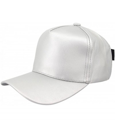 Baseball Caps Unisex Solid Color Adjustable Baseball Cap Snapback Baseball Hat Hip Pop Dance Cap(Multicolored) - Silver - CR1...