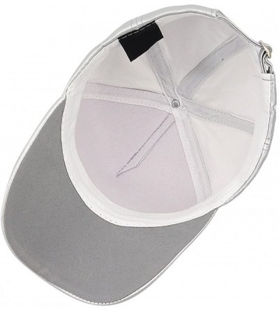 Baseball Caps Unisex Solid Color Adjustable Baseball Cap Snapback Baseball Hat Hip Pop Dance Cap(Multicolored) - Silver - CR1...