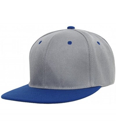Baseball Caps Cotton Two-Tone Flat Bill Snapback - Gray/Blue - CY184TGRGEM $18.56