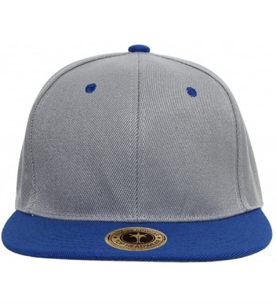 Baseball Caps Cotton Two-Tone Flat Bill Snapback - Gray/Blue - CY184TGRGEM $10.61