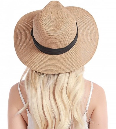 Sun Hats Womens Straw Hat Sun Hat for Women Beach Cap Summer Hats UV Protection UPF50+ - Khaki Panama - CC193YAQLS8 $24.89