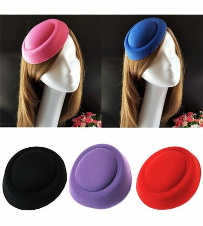 Berets Hair Accessories for Women Beret Felt Mini Hat Hairclip Beret Base Retro Hat - Purple - CL18Z2UEWLY $11.47
