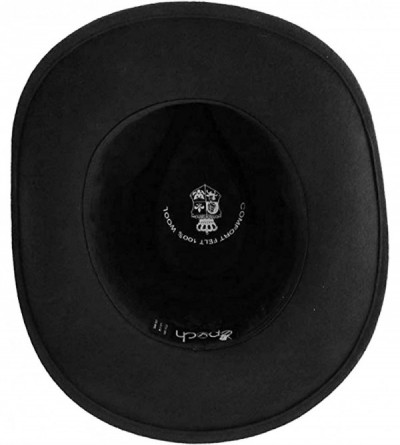 Fedoras Indiana Jones Style Men's Wool Felt Outback Fedora with Grosgrain or Faux Leather Band - He01black - CE18LDOH28Q $41.89