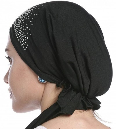 Skullies & Beanies Crystal Stretchy Bandana Headscarf Alopecia - 1 Black+1 Gray - CM18XIH8M37 $10.36