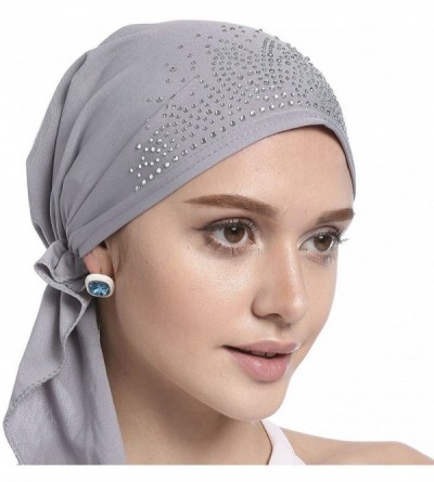 Skullies & Beanies Crystal Stretchy Bandana Headscarf Alopecia - 1 Black+1 Gray - CM18XIH8M37 $10.36