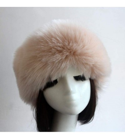 Skullies & Beanies Women's Faux Fur Headband Soft Winter Cossack Russion Style Hat Cap - Light Khaki - CQ18L8H6Z4L $9.35