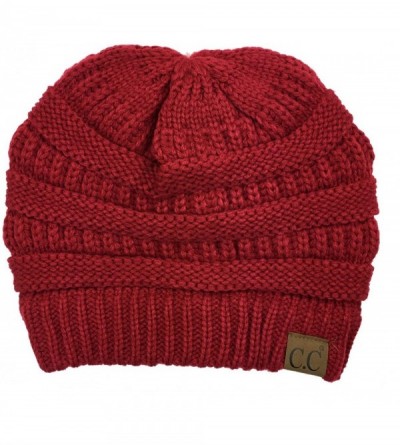 Skullies & Beanies Soft Stretch Chunky Cable Knit Slouchy Beanie Hat - Cardinal - C9187I0YY4Z $20.85