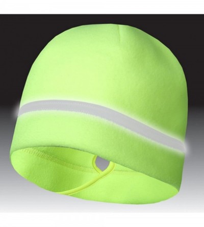 Skullies & Beanies Women's Ponytail Hat - Reflective Cold Weather Running Beanie - Made in USA - Hi-vis - CF11GN8L9N7 $23.54