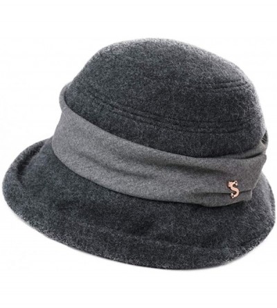 Bucket Hats 1920 Vintage Cloche Bucket Hat Ladies Church Derby Party Fashion Winter 55-59CM - 99727_grey - C618KWEKAH7 $18.70