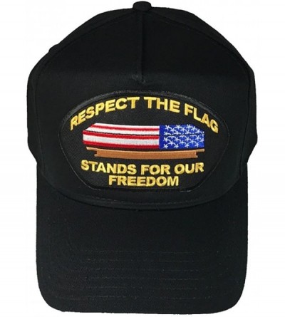 Sun Hats Respect The Flag Stands for Our Freedom with Casket HAT - Black - Veteran Owned Business - CT185LOM2GD $19.86