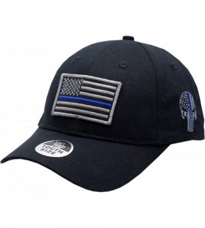 Baseball Caps Youth Blue Line Punisher Hat Adjustable Strap - CH18G7TXZ7N $14.05