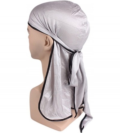 Skullies & Beanies Satin Silk Head Wrap Durag Long Tail Beanies for Men Headwraps Cap - 3pcs Black&gold&silver - CD18HCWI6M3 ...