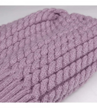 Skullies & Beanies Winter Beanie for Women Warm Knit Bobble Skull Cap Big Fur Pom Pom Hats for Women - 12 Purple - CD18UWSAE6...