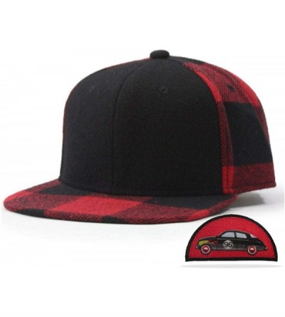 Baseball Caps Premium Wool Blend Plaid Adjustable Snapback Baseball Cap - Black/Red 96 Car - CD1895T0Q8A $28.82