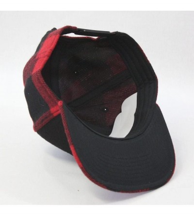 Baseball Caps Premium Wool Blend Plaid Adjustable Snapback Baseball Cap - Black/Red 96 Car - CD1895T0Q8A $11.53