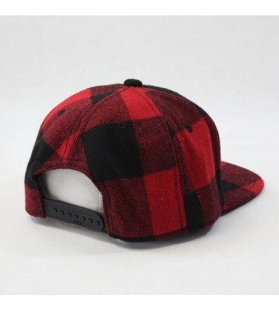 Baseball Caps Premium Wool Blend Plaid Adjustable Snapback Baseball Cap - Black/Red 96 Car - CD1895T0Q8A $11.53