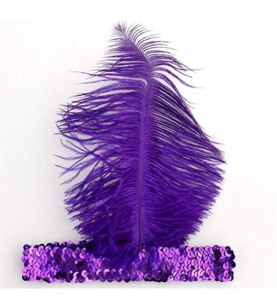 Headbands Sequins Feather Headpiece 1920s Carnival Party Event Vintage Headband Flapper - Purple - CI18M7NK8CD $12.16