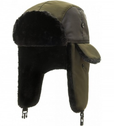 Bomber Hats Trapper Bomber Hat for Men and Women Russian Warm Fur Ski Fall Winter Hunting - Army Green - CA18C554QCX $8.81