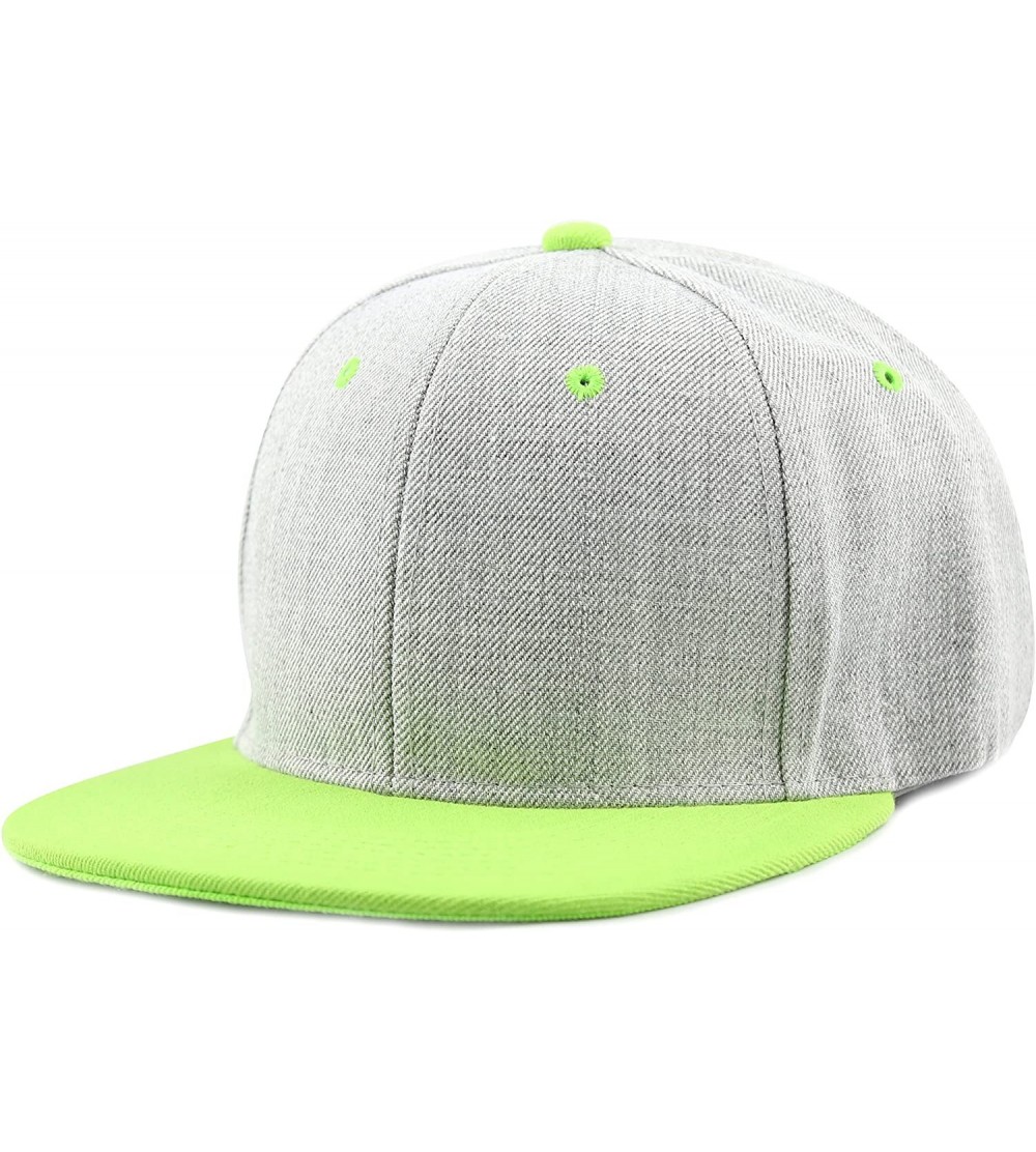 Baseball Caps 1300hg Plain Heather Grey Snapback Cap - Lime - CS126FW6O6H $13.01
