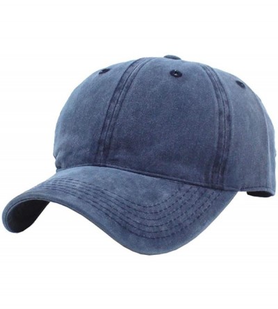 Baseball Caps Unstructured-Black Baseaball-Cap Plain-Solid Cotton Baseball Hats for Men - Navy - CE18OUCEESL $18.88