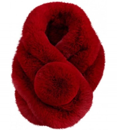 Skullies & Beanies Womens Scarf-Women's Winter Warm Scarf Thicken Fluffy Fleece Fur Scarves (Red) - Red - CC18INY8MRN $19.67