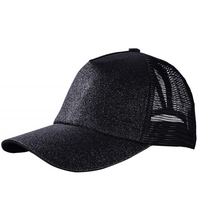 Sun Hats Ponytail Baseball Glitter Ponycaps Adjustable - Glitter(mesh)-black/Golden - CY18R3Q5ANL $14.94
