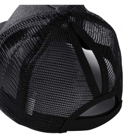 Sun Hats Ponytail Baseball Glitter Ponycaps Adjustable - Glitter(mesh)-black/Golden - CY18R3Q5ANL $14.94