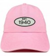 Baseball Caps Established 1940 Embroidered 80th Birthday Gift Pigment Dyed Washed Cotton Cap - Pink - C0180MZQOZM $32.99